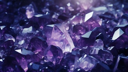 Amethyst stone Sparkling clear in night sky backdrop. create using a generative ai tool 