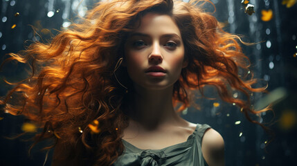 pretty woman in a dreaming scene under the water created with Generative AI technology