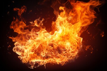 Vibrant and dynamic fire flames creating a mesmerizing display on a captivating black background