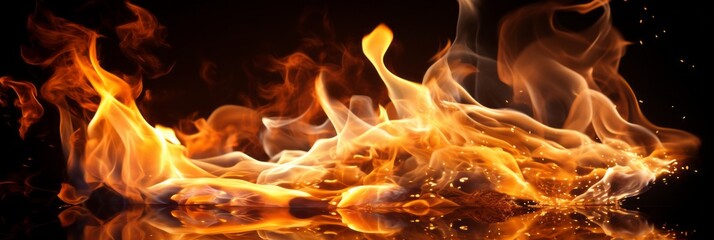 Vibrant and mesmerizing fire flames gracefully illuminating a captivating black background