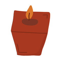 Decorative candle, burning aroma candle. A single vector illustration for a spa salon.