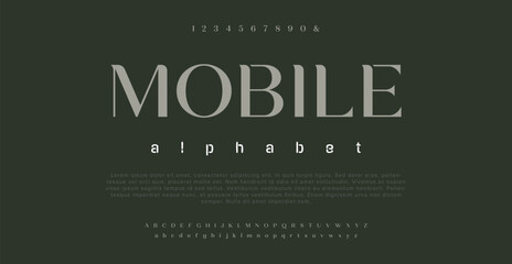 MOBILE Minimal Abstract modern urban alphabet fonts. Typography sport, technology, fashion, digital, future creative logo font. vector illustration - obrazy, fototapety, plakaty
