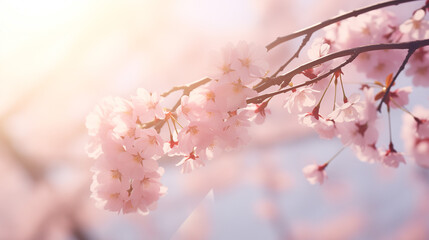Blooming Cherry Blossom Tree in Soft Morning Light
