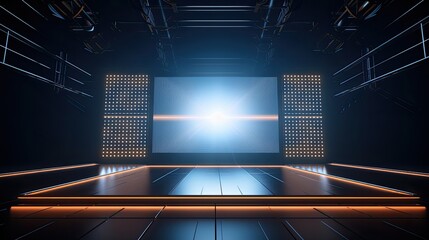 Obraz premium Mockup of empty LED display screens on the stage