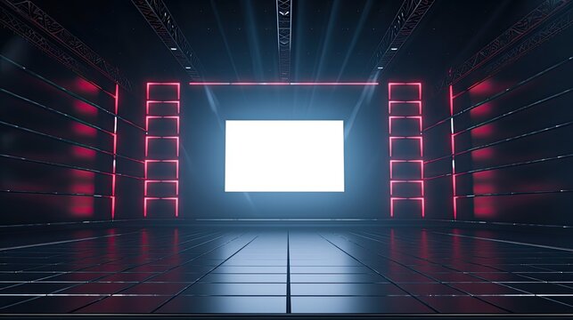 Mockup of empty LED display screens on the stage