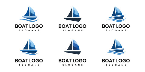 Speed Boat Logo Icon Vector Collection