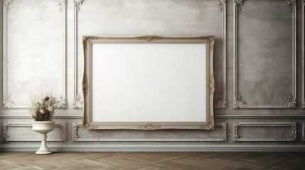 Old retro royal oil paintings style empty frame picture room interior wallpaper background