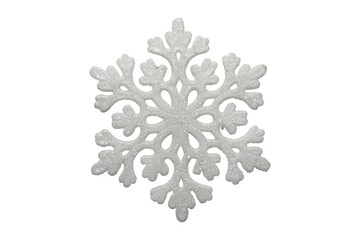 White Glitter Snowflake PNG for Festive Designs
