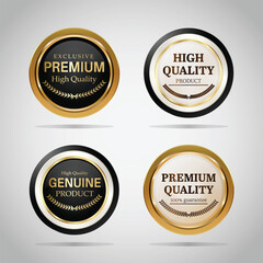 Luxury golden badges and labels. Retro vintage circle badge design