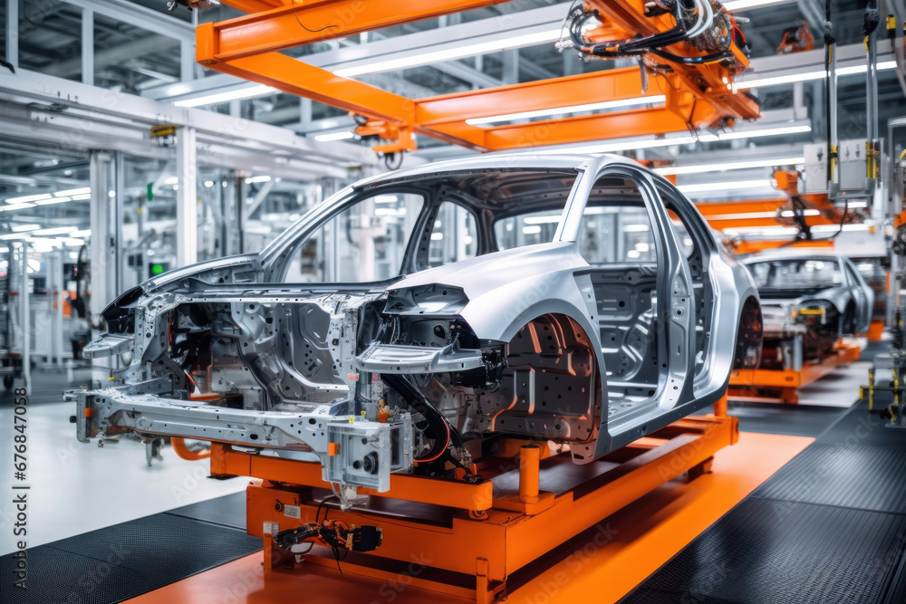 Aufkleber automated assembly line for robot manipulators for the production of high-tech electric vehicles run