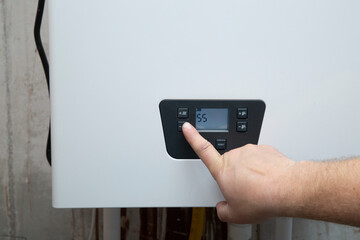 Gas boiler in the house.Installation and maintenance of gas boilers.