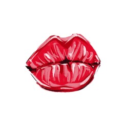 illustration of painted bright sexy red female lips. High quality 