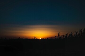 Obraz premium Scenic view of the sunset over a field in Sicily, Italy