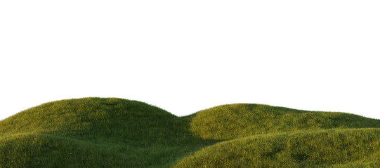 Hills with grass on a transparent background. 3D rendering. © snesivan