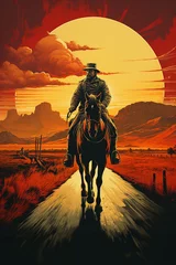Szene mit Mann und Pferd im Stil der historischen Filmposter Plakate - Cinema Poster Western © paganin