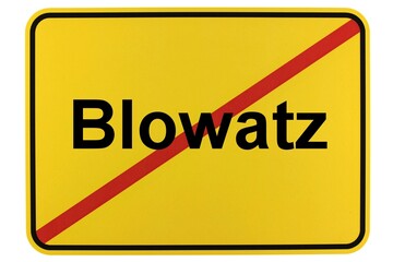 Illustration eines Ortsschildes der Gemeinde Blowatz in Mecklenburg-Vorpommern