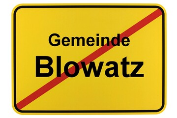 Illustration eines Ortsschildes der Gemeinde Blowatz in Mecklenburg-Vorpommern