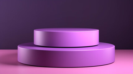 Purple colour minimal concept double cylinder pedestal or podium for product showcase display on empty background. Made with generative ai