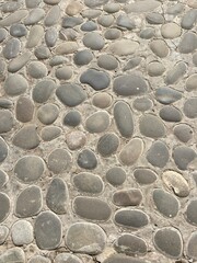 photo of part of the historical road lined with stones. High quality photo