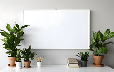 Mockup whiteboard in a college classroom, Meeting room in the office