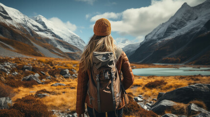 person standing on a mountain created with Generative AI technology