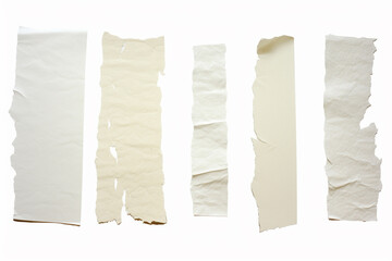 white paper ripped messages on white background