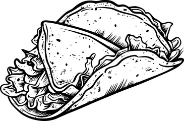 outline illustration of taco for coloring page