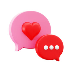 love romantic chat forum hearth symbol with balloon speak 3d icon illustration render design