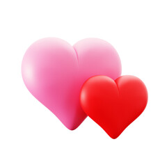 couple love two red and pink hearth symbol for romantic relationship 3d icon illustration render design
