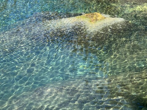 Turquoise clear sea water of Mediterranean coast.