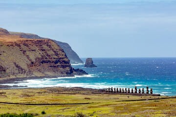 Moái en Isla de Pascua, plataforma Ahu Tongariki