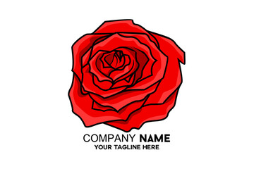 red blooming rose flower logo