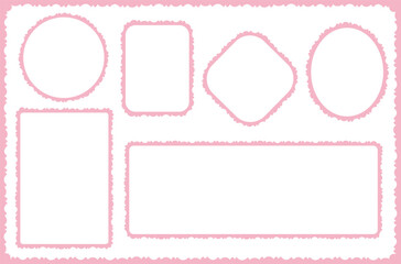 Set of romantic pink frames in the style of vintage photographs.