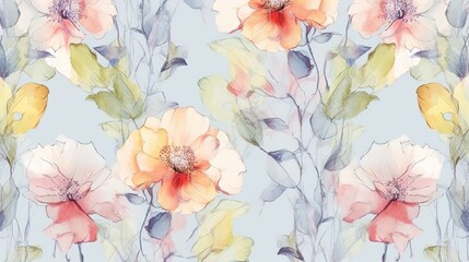 watercolor flowers backgrounds. illustrations in the style of handmade watercolors on a white background, generative artificial intelligence