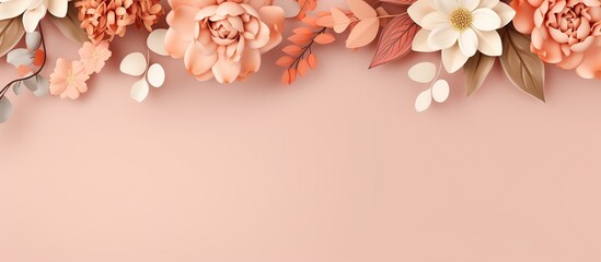 Path of Flowers bouquet isolated on a peach background