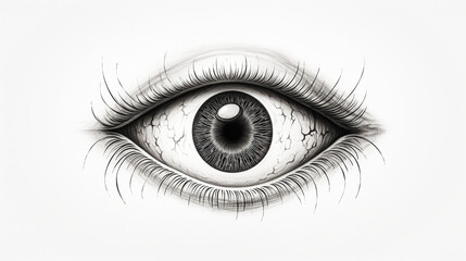 Engraving Drawing of Isolated Human Eyeball – Detailed Anatomy Art