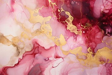 Alcohol Ink beautiful mixed Watercolor Splashes with gold - obrazy, fototapety, plakaty