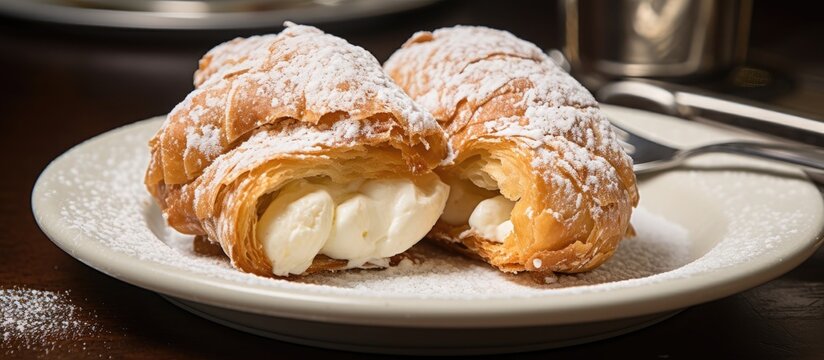 In Naples Italy the sfogliatella is a traditional pastry made with layers of flaky white dough filled with sweet ricotta cheese and sugar perfect for those with a gourmet palate This indulge