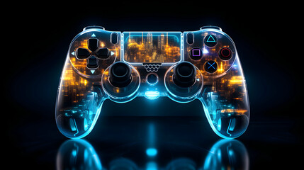 Game joystick or gaming controller isolated on white. 3d illustration,Generative Ai. - obrazy, fototapety, plakaty