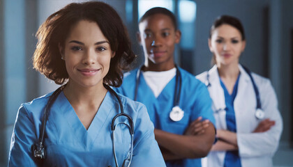 Fototapeta premium Diverse medical team of doctors and nurses