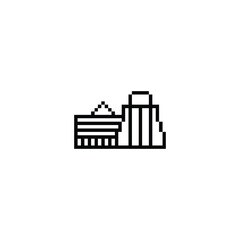 Obraz premium pixel art shopping icon using black color and white background,good for your project and business. 