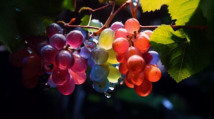Weintrauben in den Farben des Regenbogens.