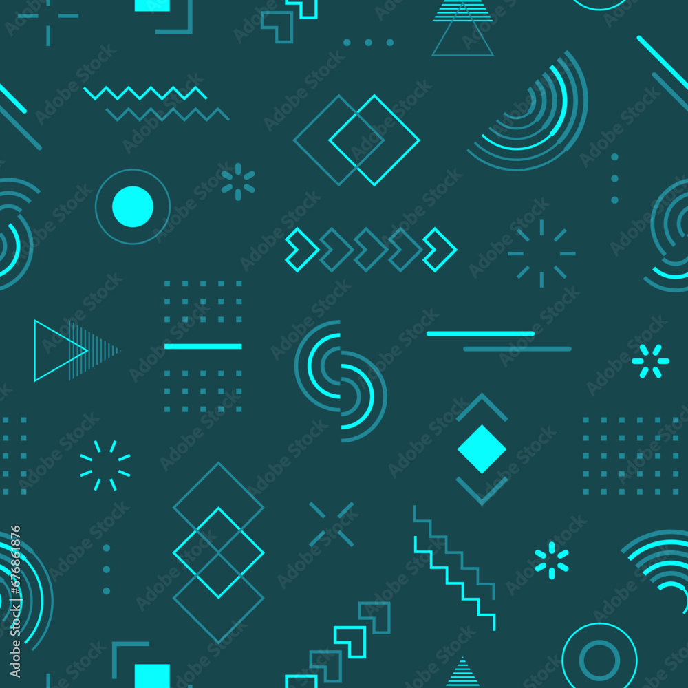 Poster abstract geometric seamless pattern. repeating geometry background. memphis shape. repeated cool sch