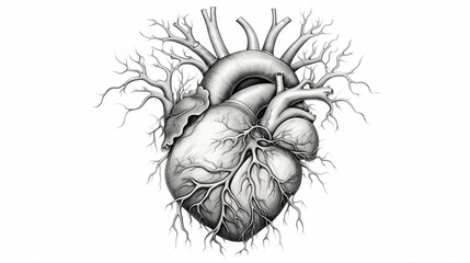 heart engraving monochrome illustration - obrazy, fototapety, plakaty