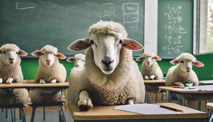 Sheep in a classroom