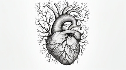 heart engraving monochrome illustration - obrazy, fototapety, plakaty