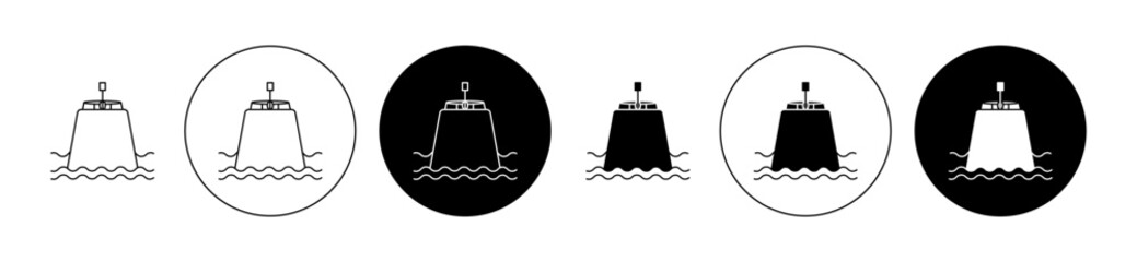 Sea water safety buoy vector set. Buoy icon in black color. - obrazy, fototapety, plakaty