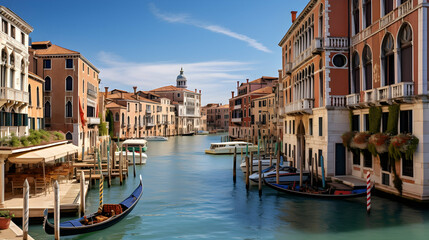 Fototapeta na wymiar Historic houses of the Grand Canal in Venice,generated Ai.