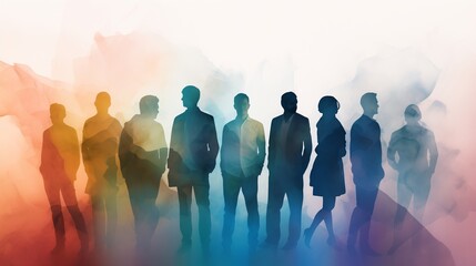 Team Building and Cooperation: Bright, Blended Silhouette Profiles