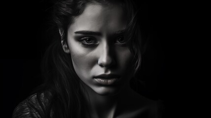 Fototapeta premium The Power of the Gaze: A Monochrome Portrait of a Teenager